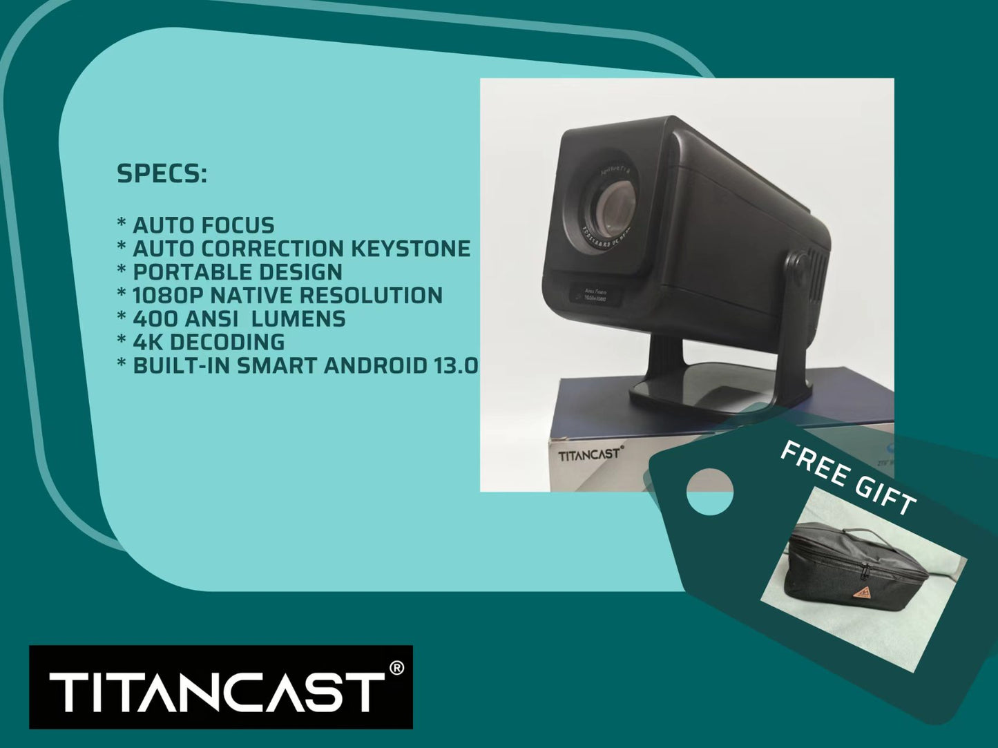 Titancast V1 Portable Projector